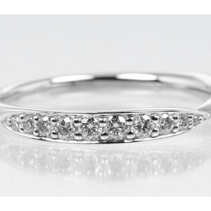Beautiful 18k White Gold Over Silver White CZ Band Ring - NEW